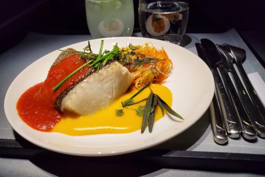 beautifully-presented-meal-on-plane
