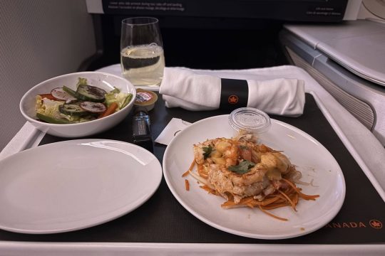 In-flight meal served