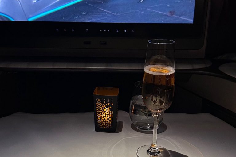 Meal served in Qatar Airways QSuite
