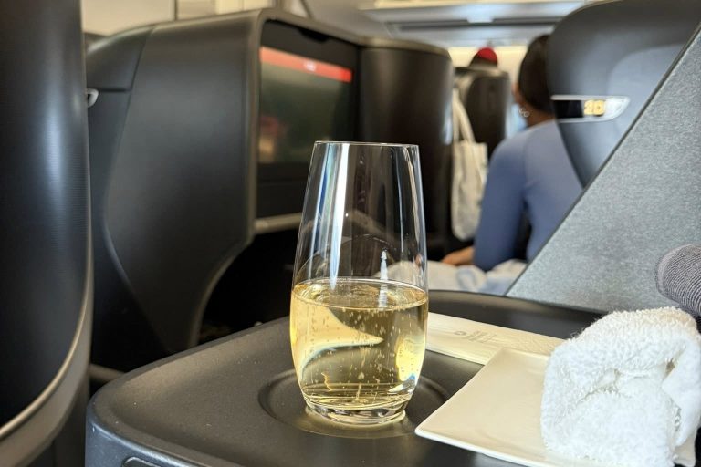 Champagne served shortly after boarding

