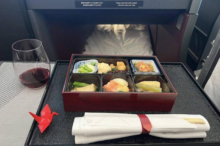 A well-presented in-flight meal