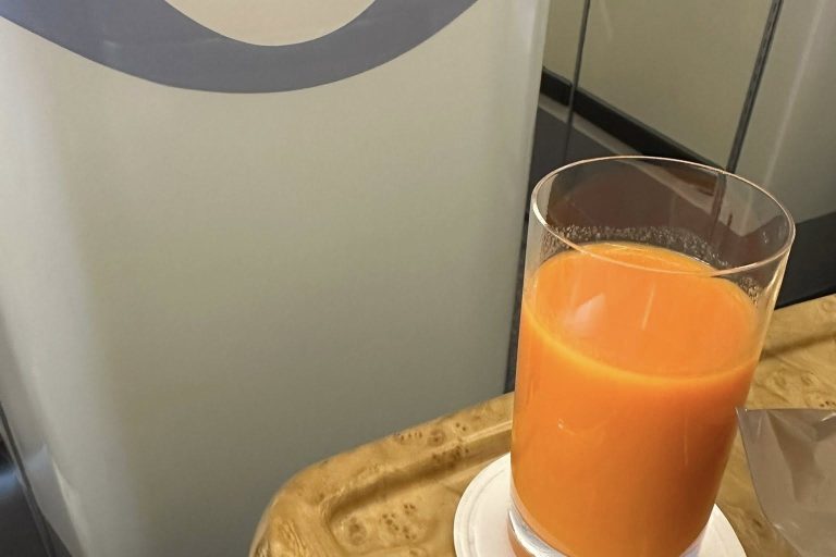 Refreshing Juice Mid-Flight

