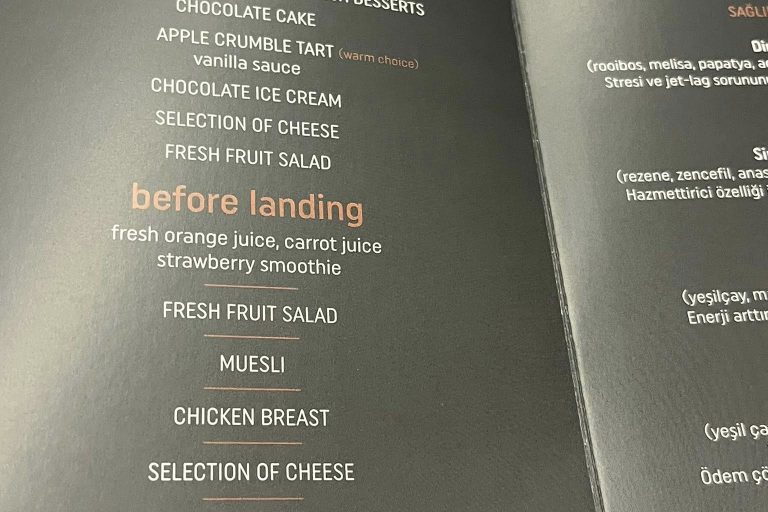 A glimpse of menu
