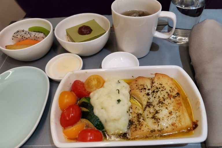 The pan-fried halibut meal 