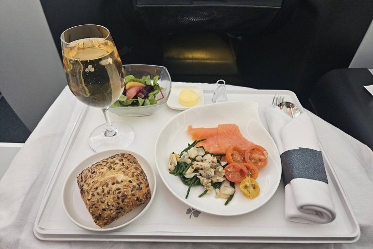 High-end restaurant style meal served onboard