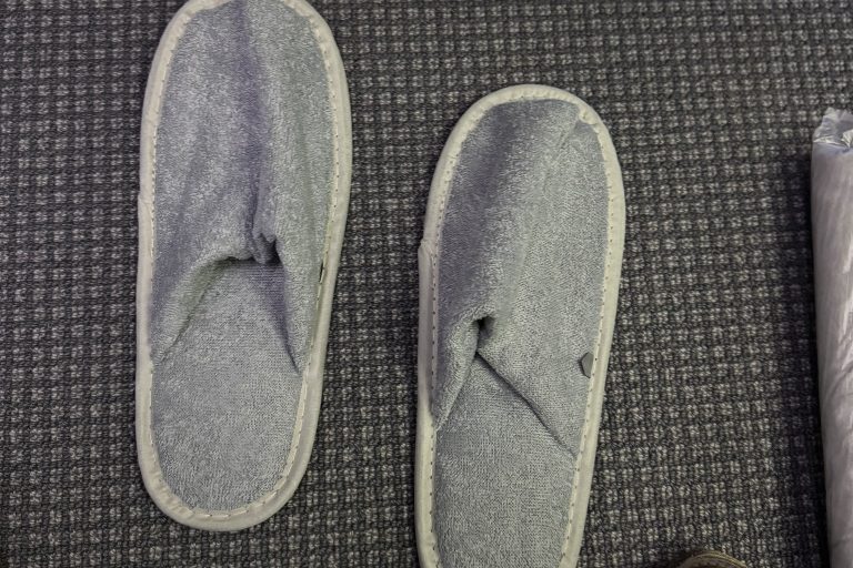 Slippers provided on the plane