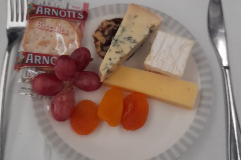 Cheese and Fruit Platter on SQ Flight