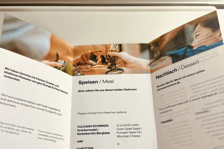 menu showcasing meals option
